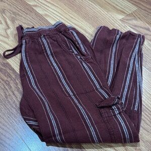 Sanctuary Women's Maroon Joggers with Cream Stripes